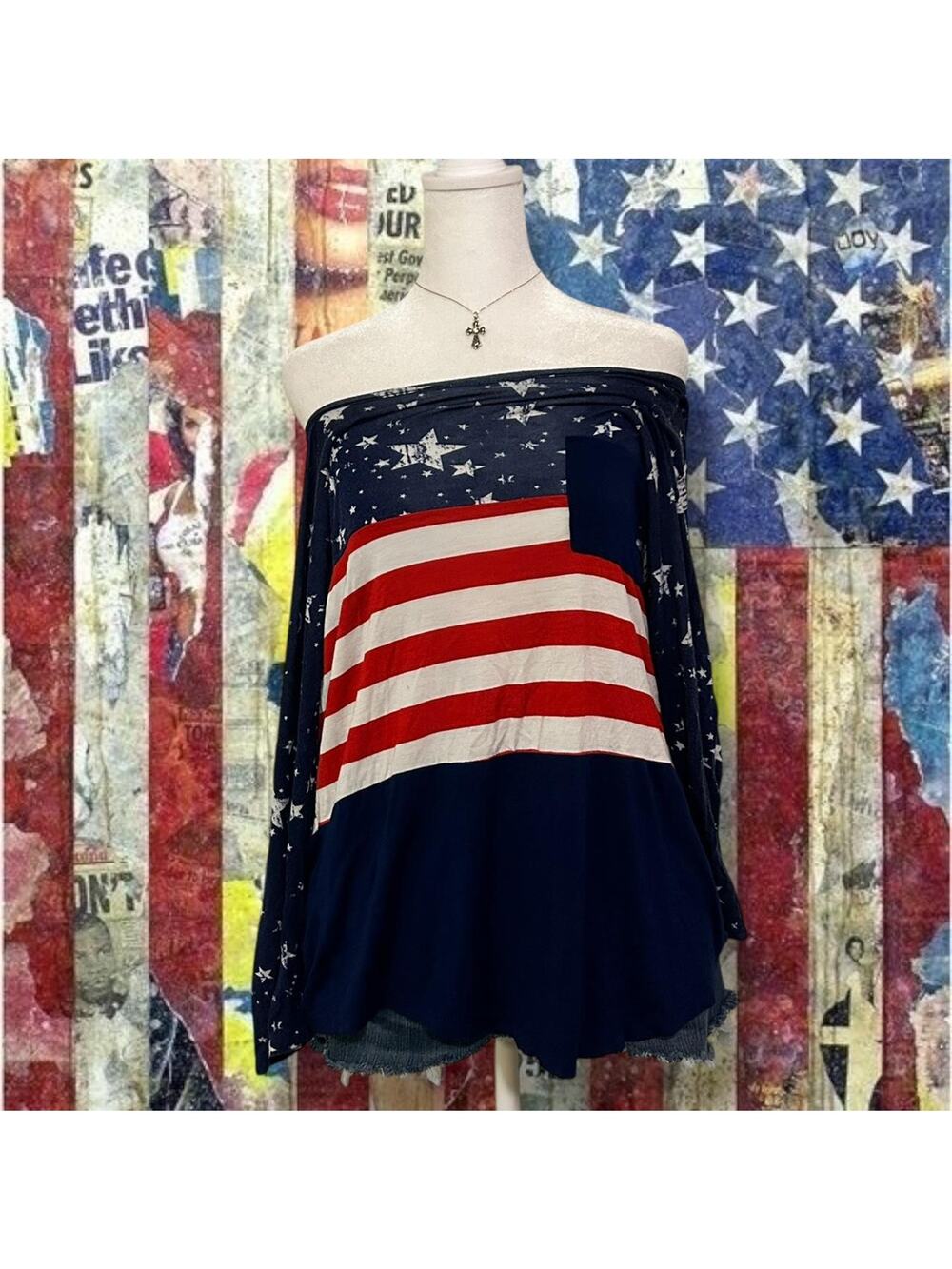 USA american flag graphic top